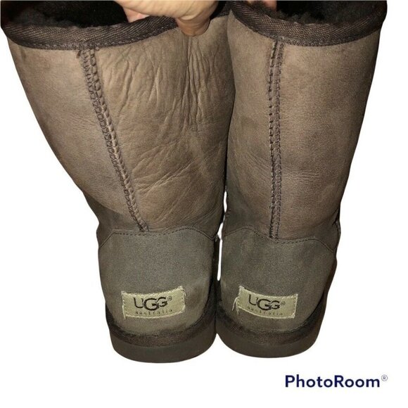 UGG Classic Short 5825 Womens Chocolate Brown Suede Fur Boots Size 9 - Picture 5 of 11